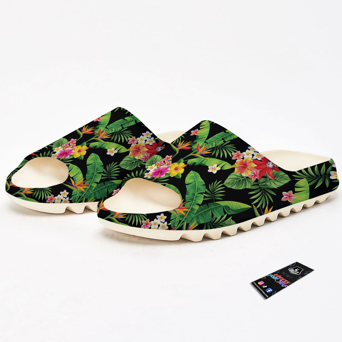Hawaiian Flower And Tropical Leaf Print Pattern Sandals-grizzshop