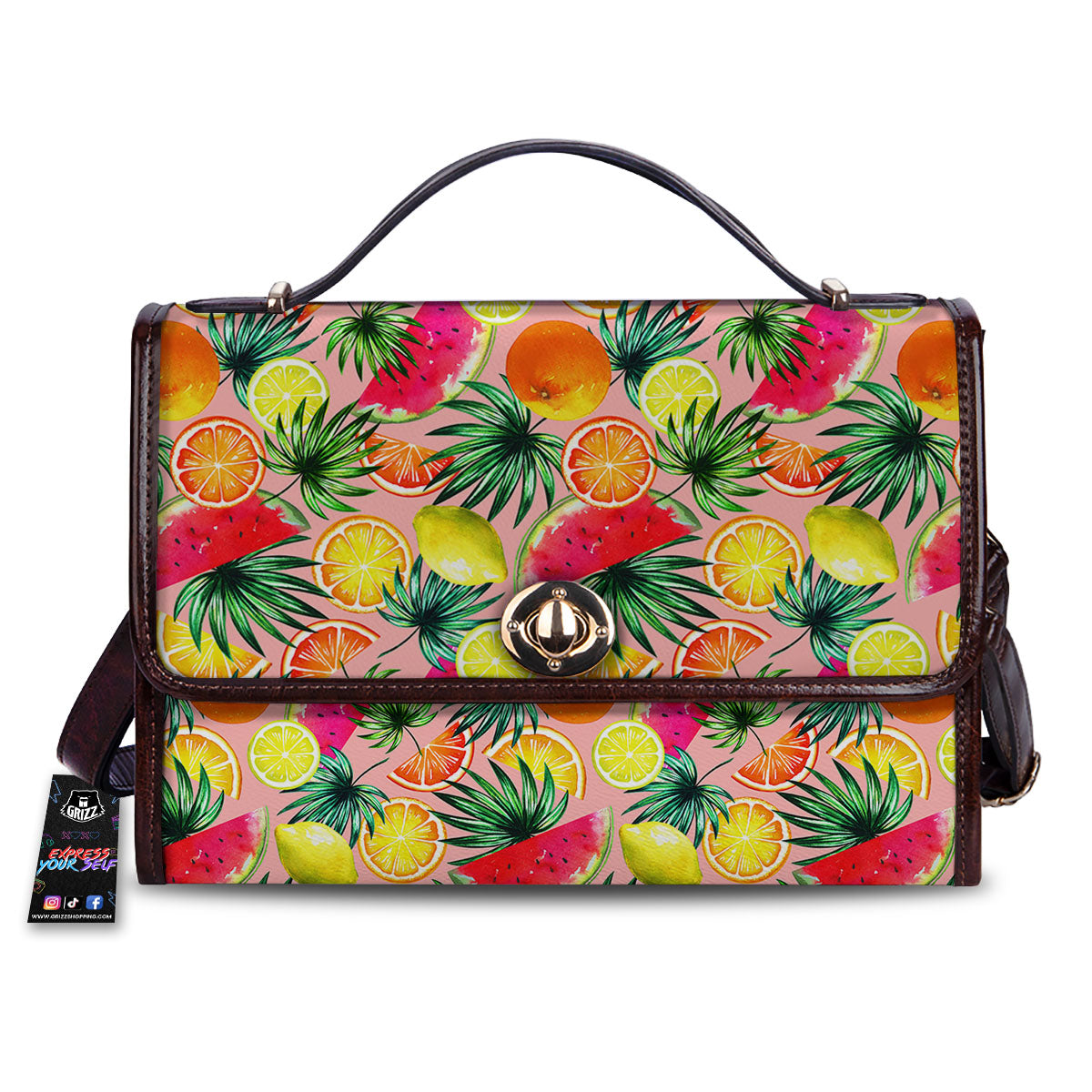 Hawaiian Fruits Pink Print Pattern Women's Satchel Bag