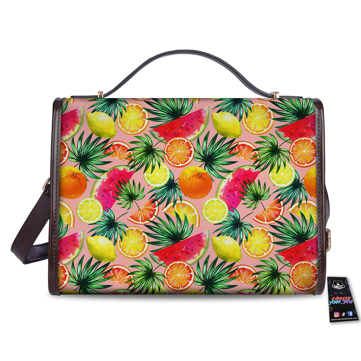 Hawaiian Fruits Pink Print Pattern Women's Satchel Bag