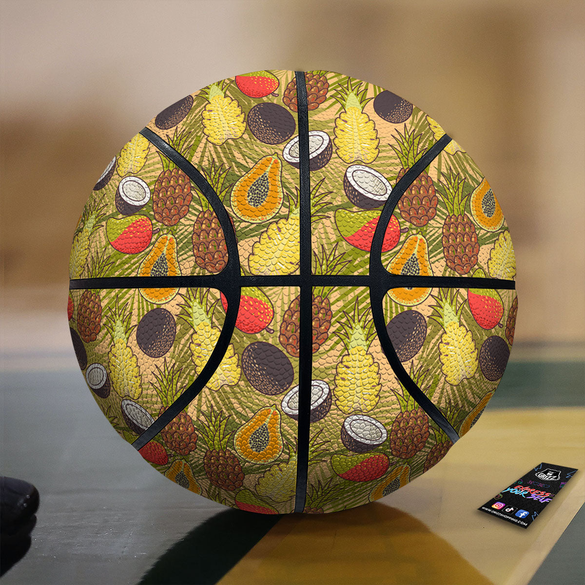 Hawaiian Fruits Tropical Print Pattern Basketball