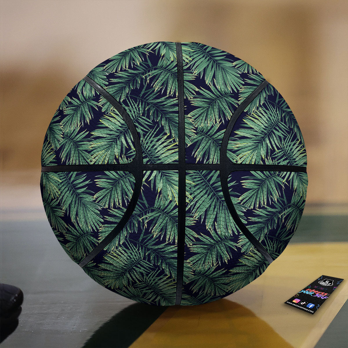 Hawaiian Leaves Tropical Print Pattern Basketball