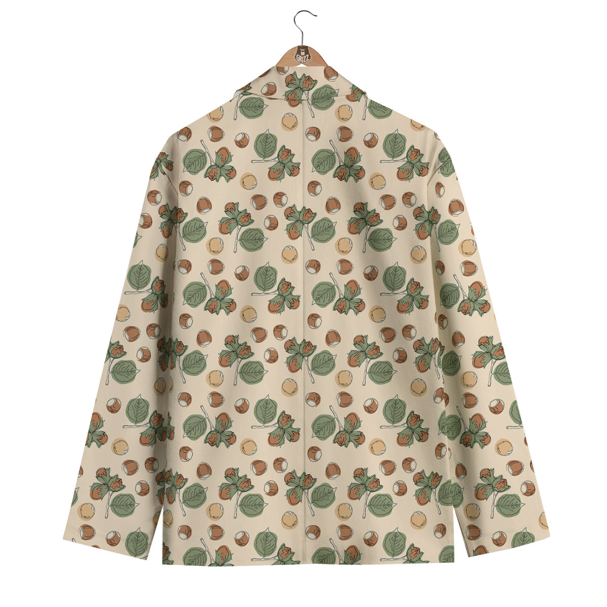 Hazelnuts And Leaf Print Pattern Men's Blazer-grizzshop