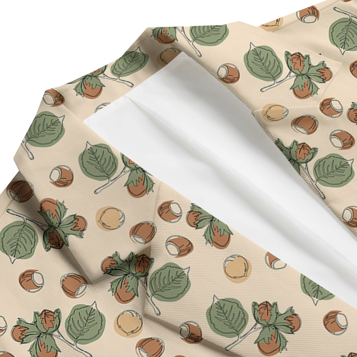 Hazelnuts And Leaf Print Pattern Men's Blazer-grizzshop