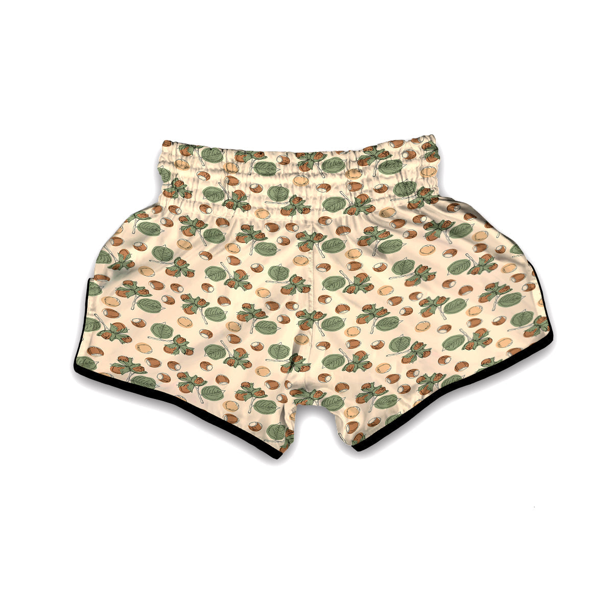 Hazelnuts And Leaf Print Pattern Muay Thai Boxing Shorts-grizzshop