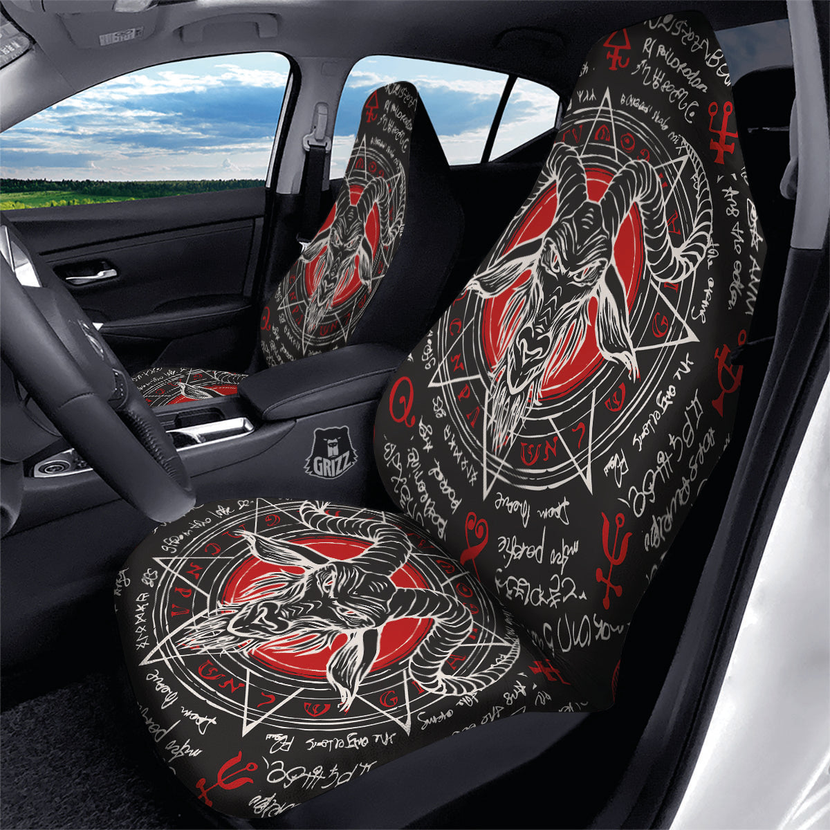 Head Of a Horned Goat Print Car Seat Covers-grizzshop