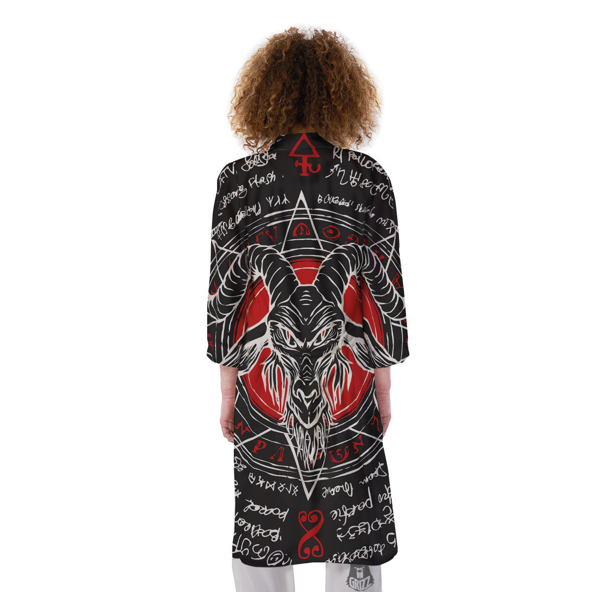 Head Of a Horned Goat Print Kimono-grizzshop