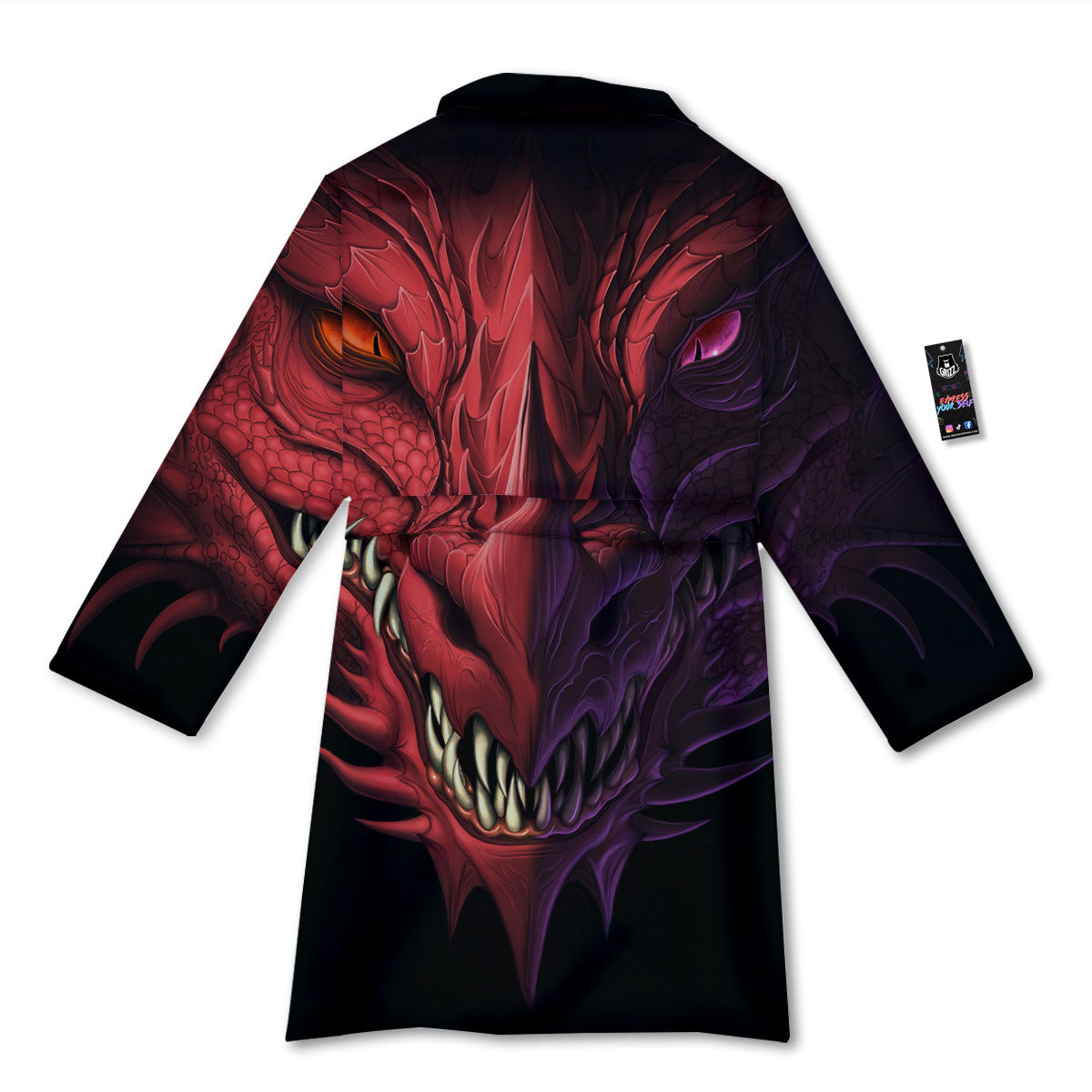 Head Red Dragon Print Bathrobe-grizzshop