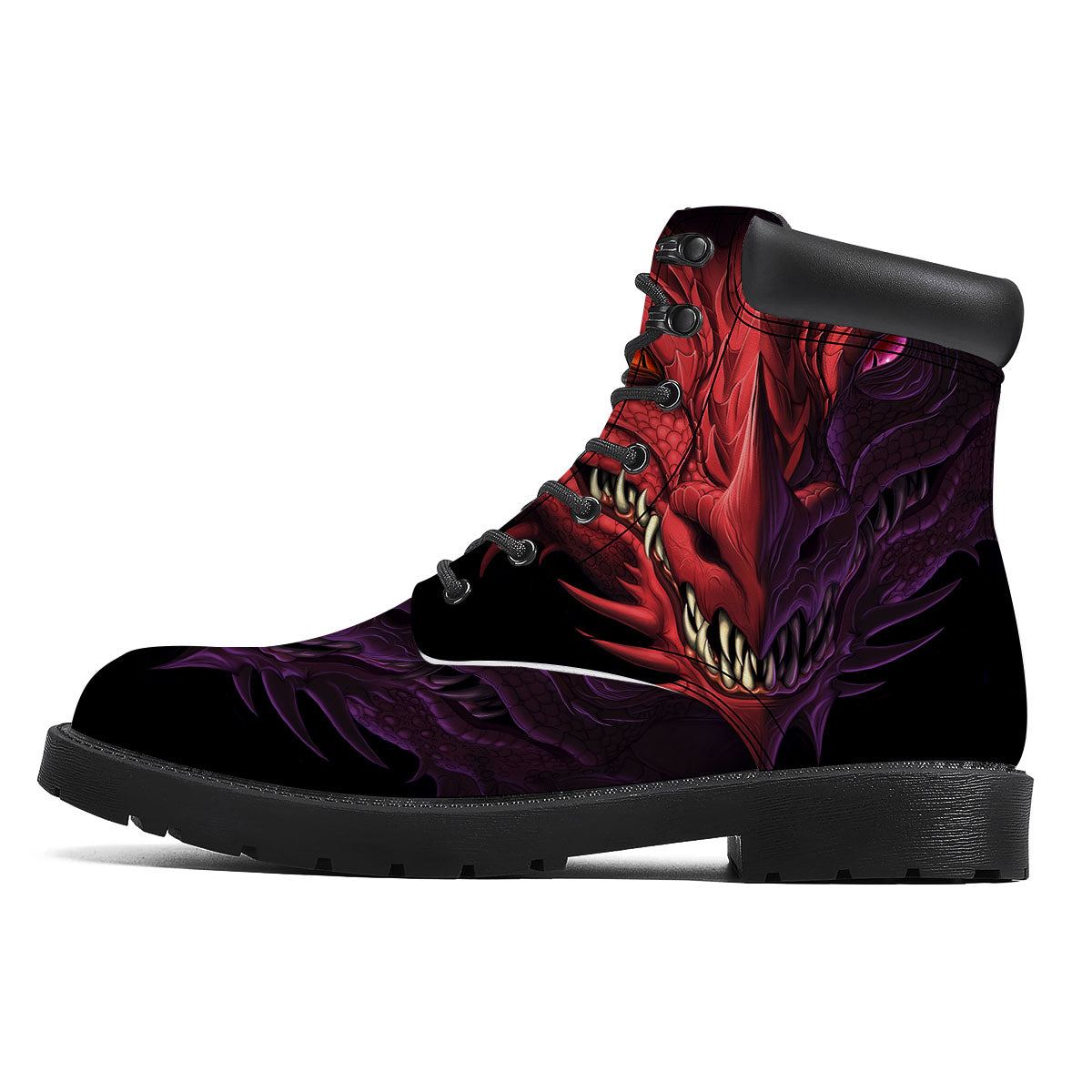 Head Red Dragon Print Boots-grizzshop