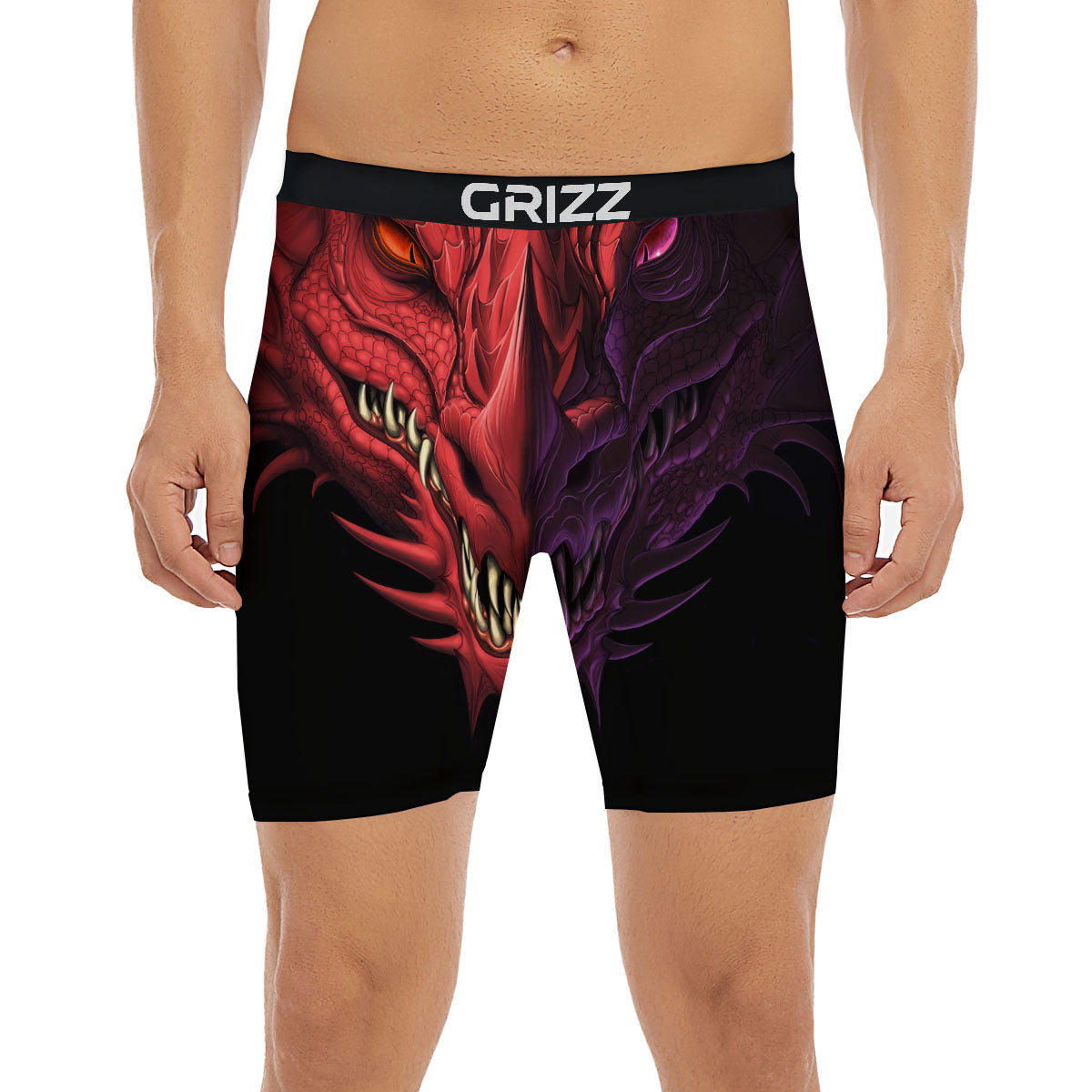Head Red Dragon Print Boxer Briefs-grizzshop