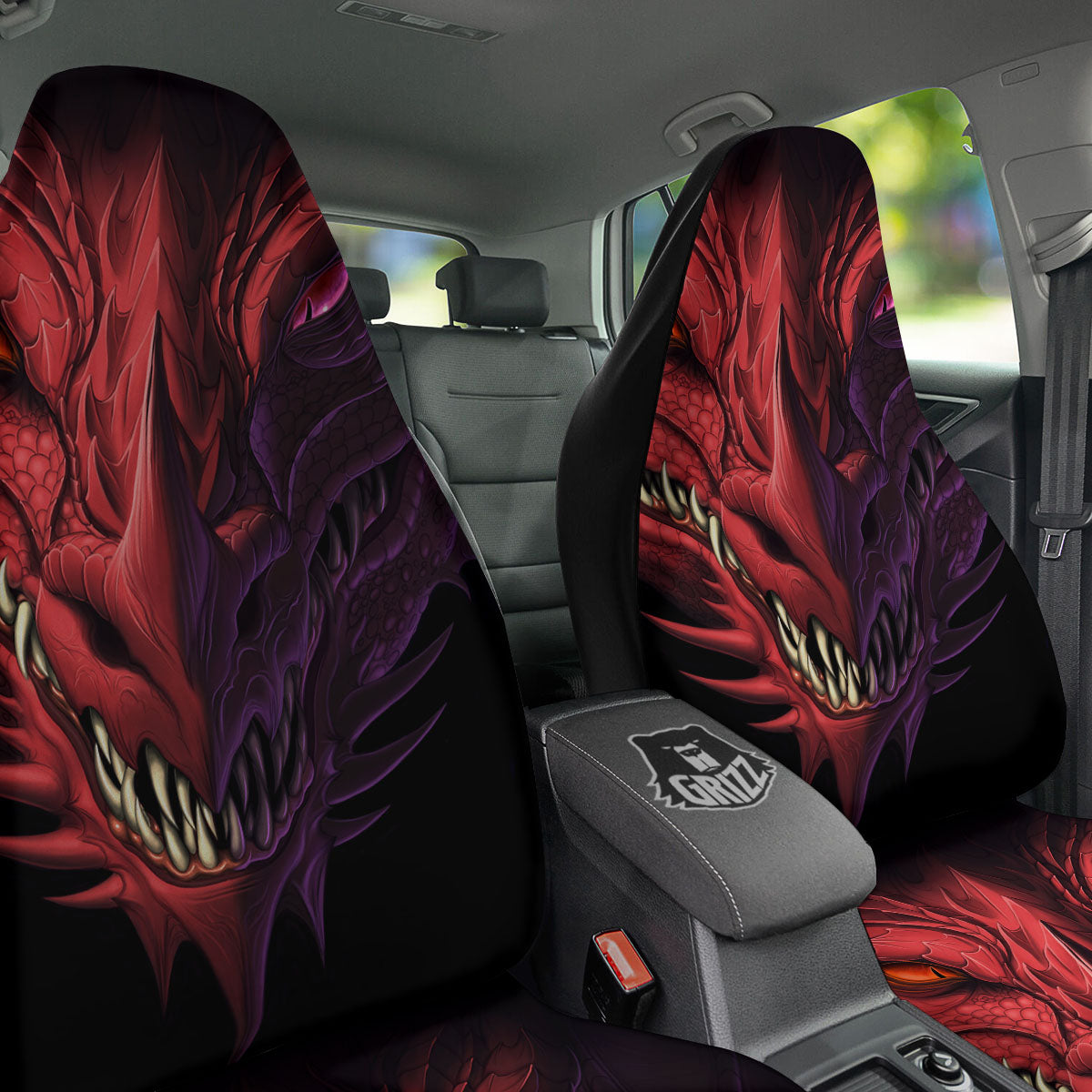 Head Red Dragon Print Car Seat Covers-grizzshop