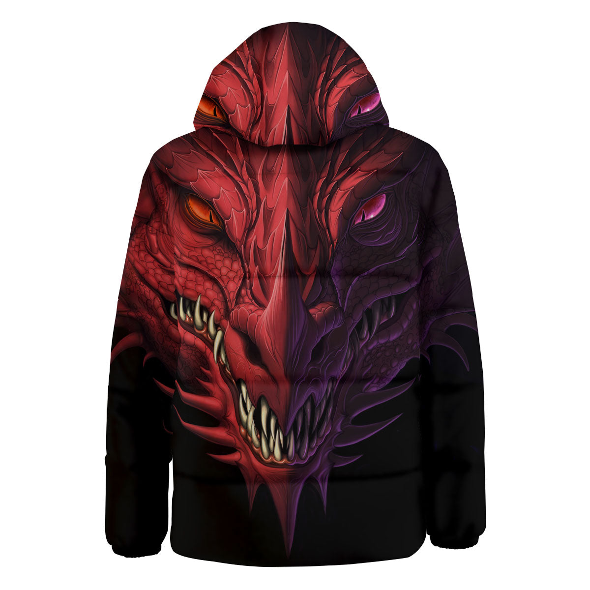 Head Red Dragon Print Down Jacket-grizzshop