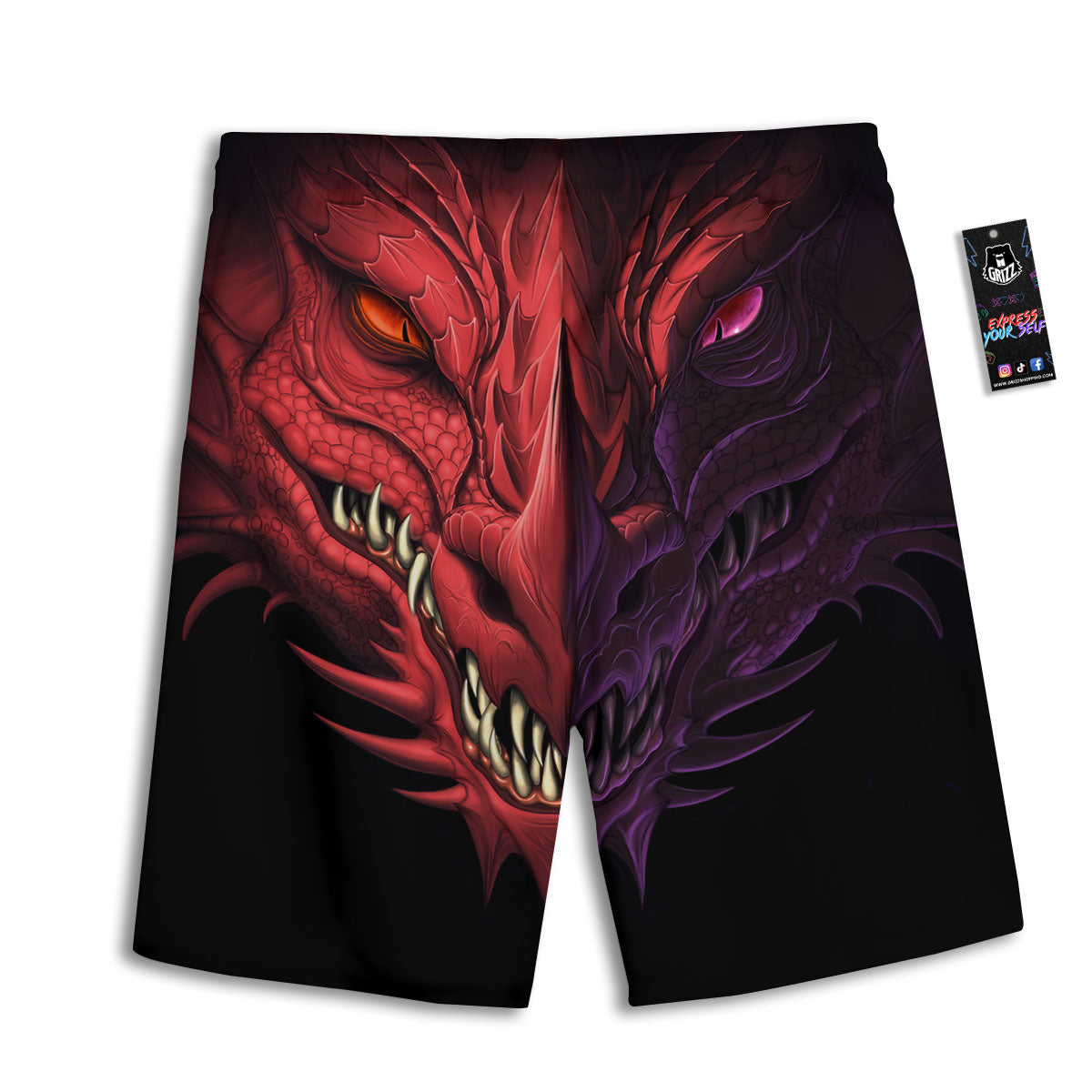 Head Red Dragon Print Men's Athletic Shorts