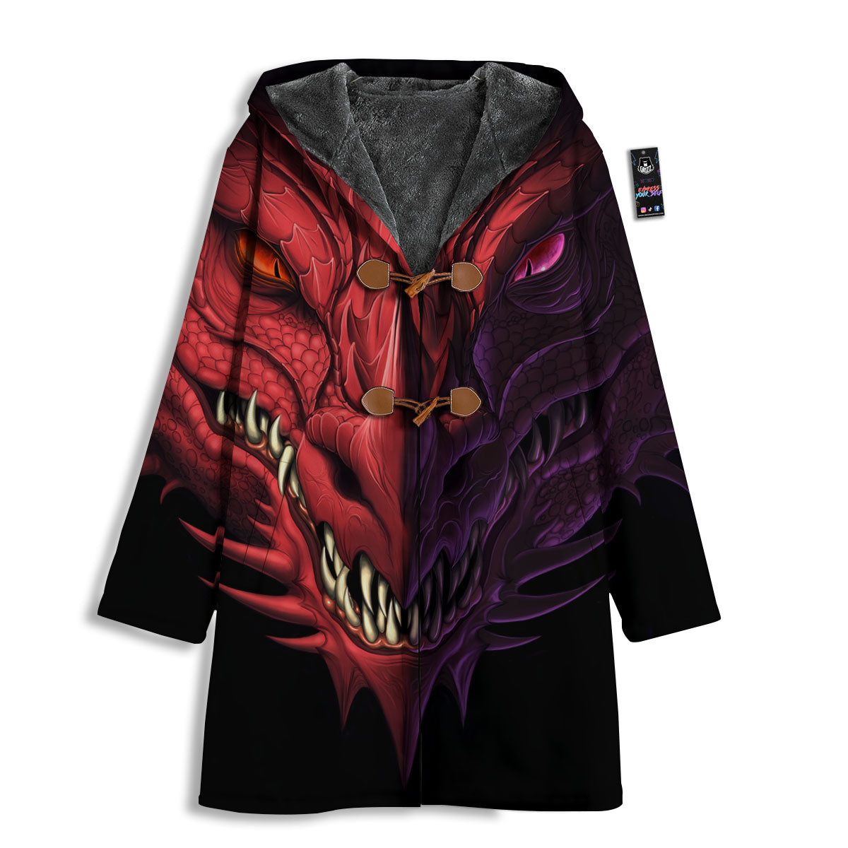 Head Red Dragon Print Men's Windbreaker Jacket-grizzshop