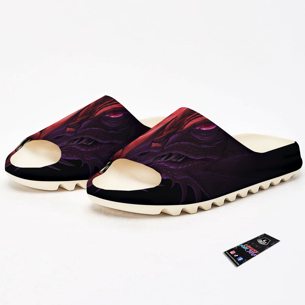 Head Red Dragon Print Sandals-grizzshop