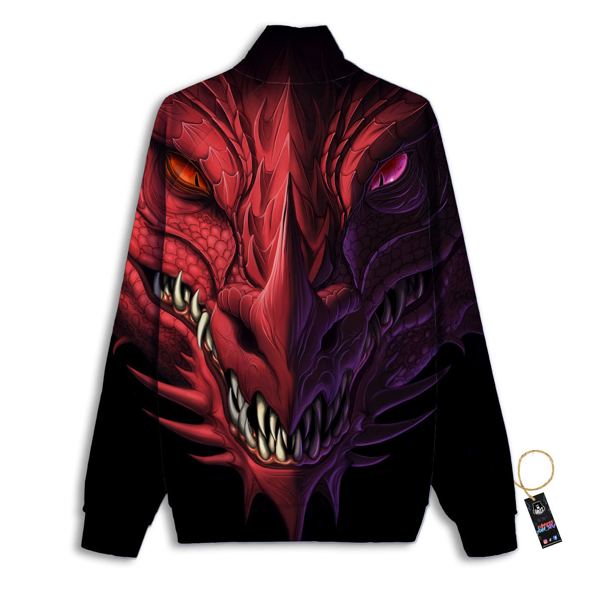 Head Red Dragon Print Track Jacket-grizzshop