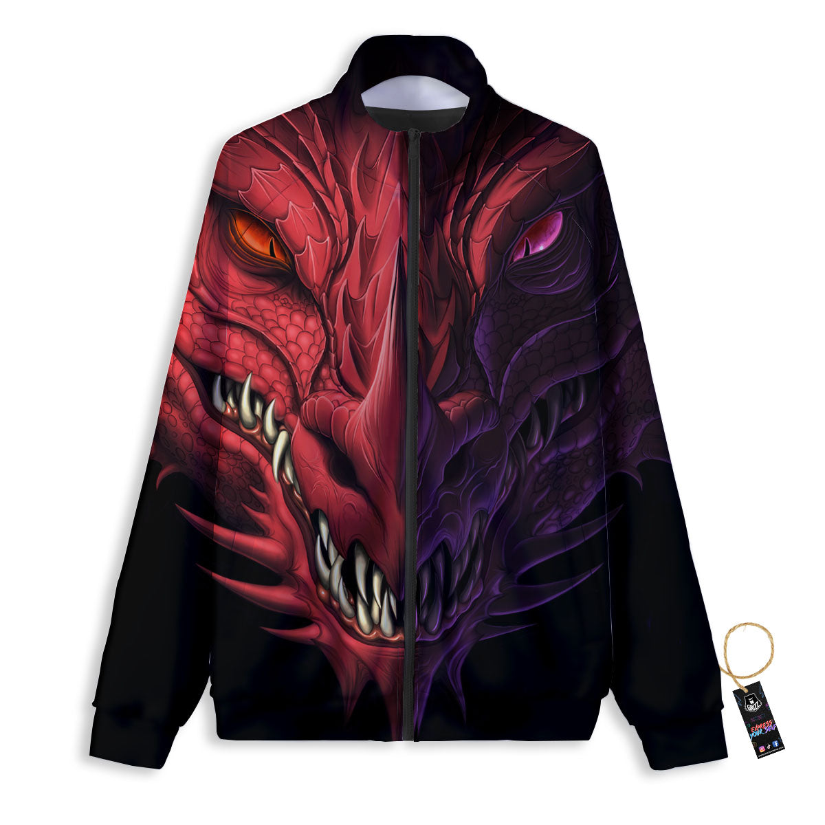 Head Red Dragon Print Track Jacket-grizzshop