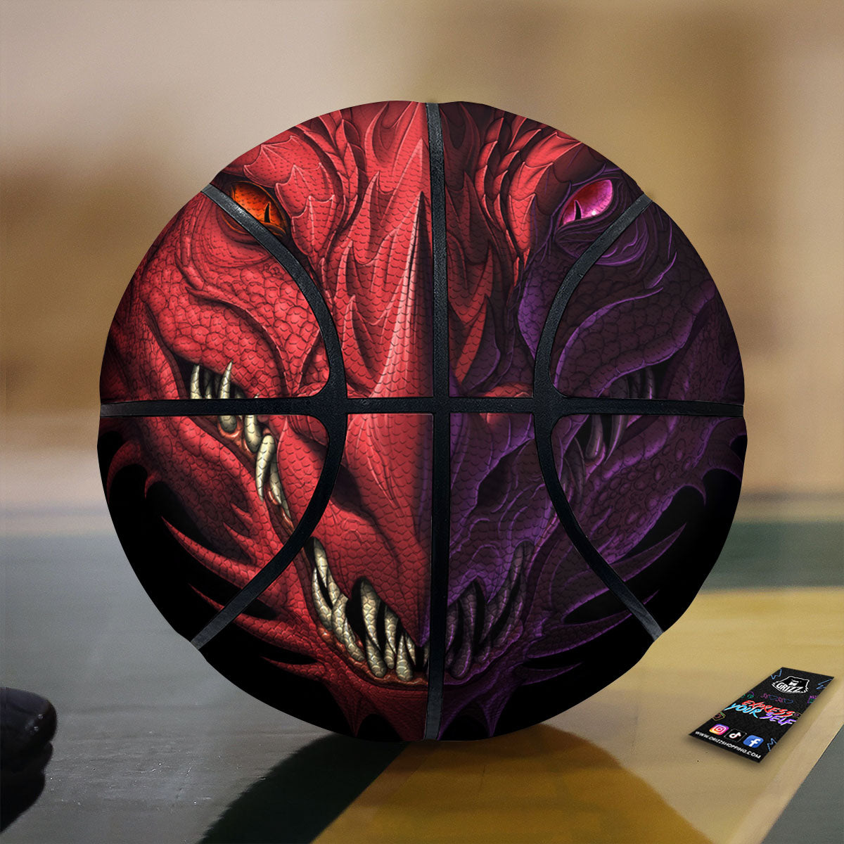 Head Red Dragon Print Basketball