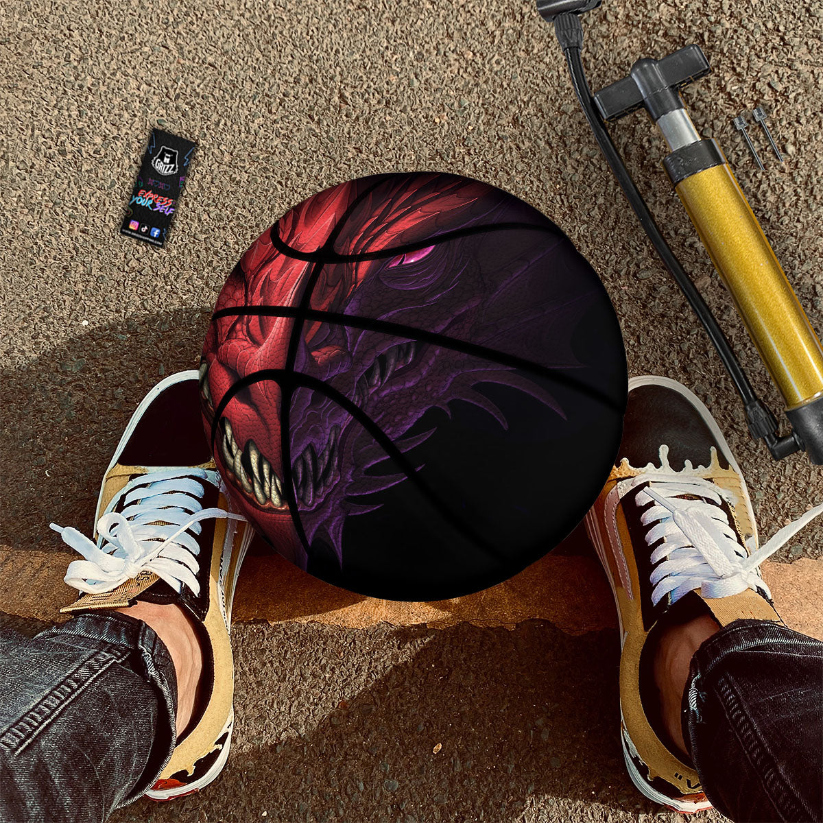 Head Red Dragon Print Basketball
