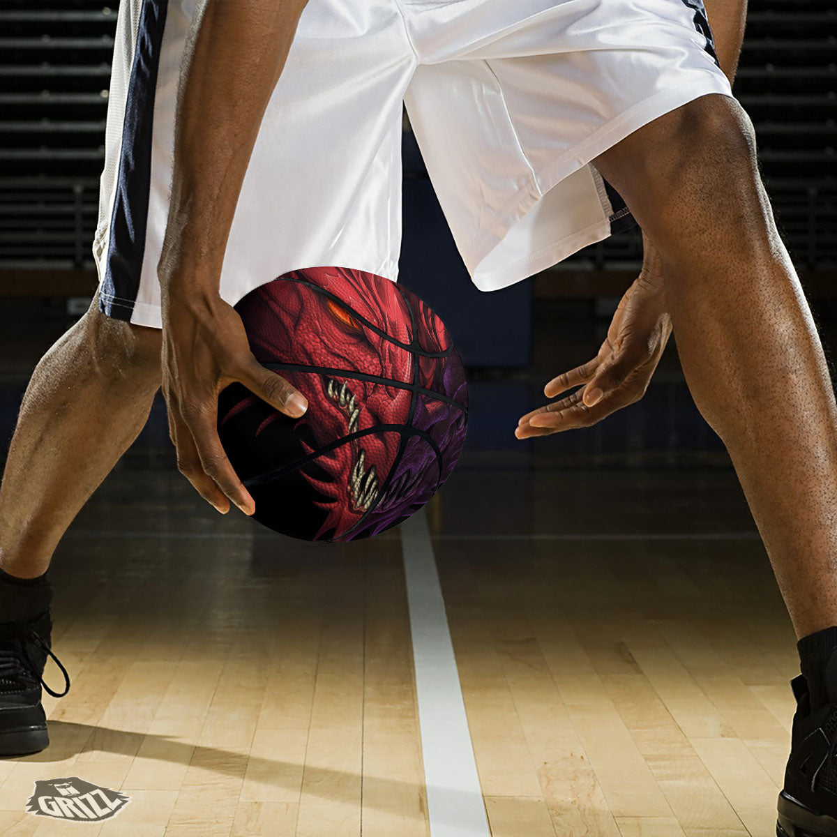 Head Red Dragon Print Basketball