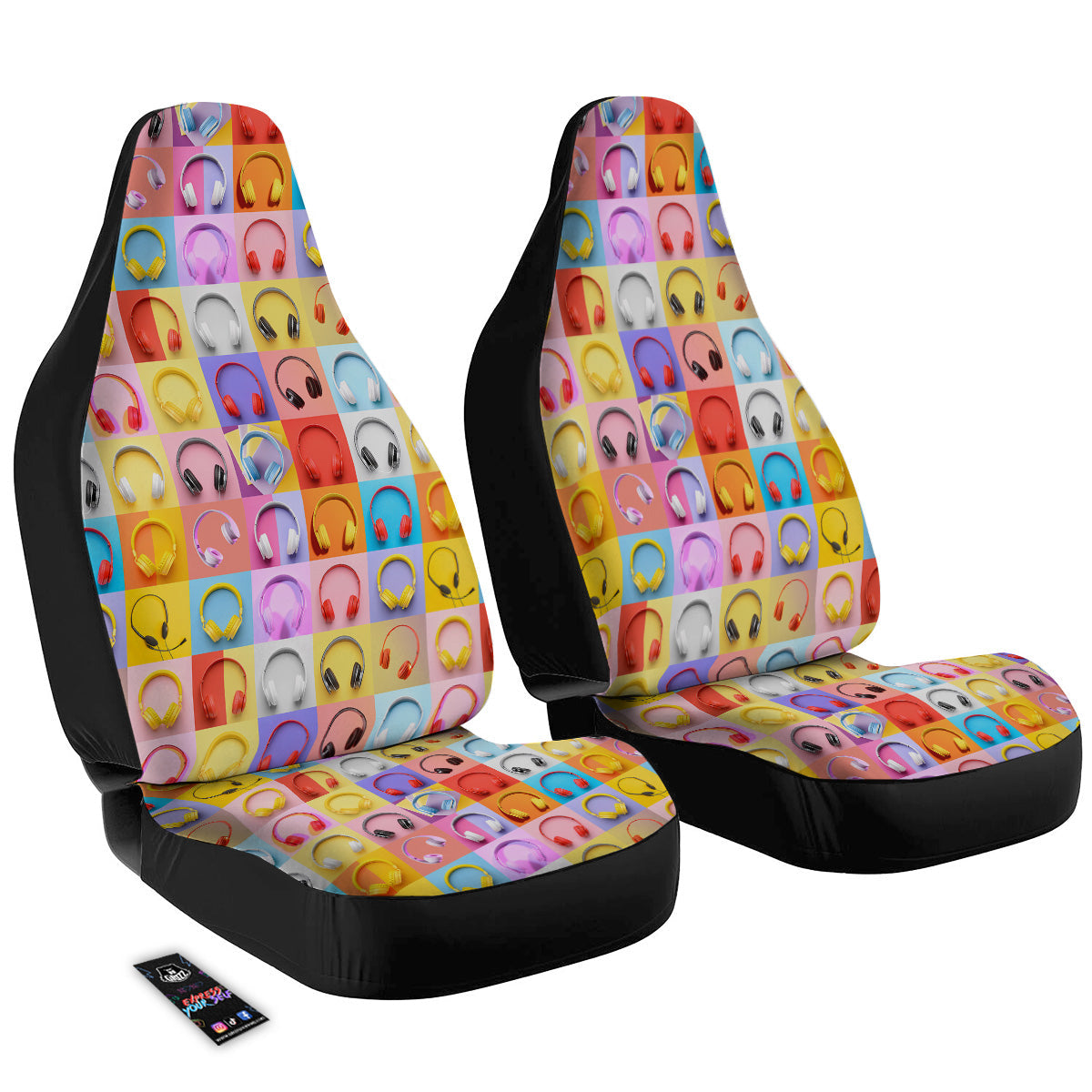 Headphones Pastel Print Pattern Car Seat Covers-grizzshop