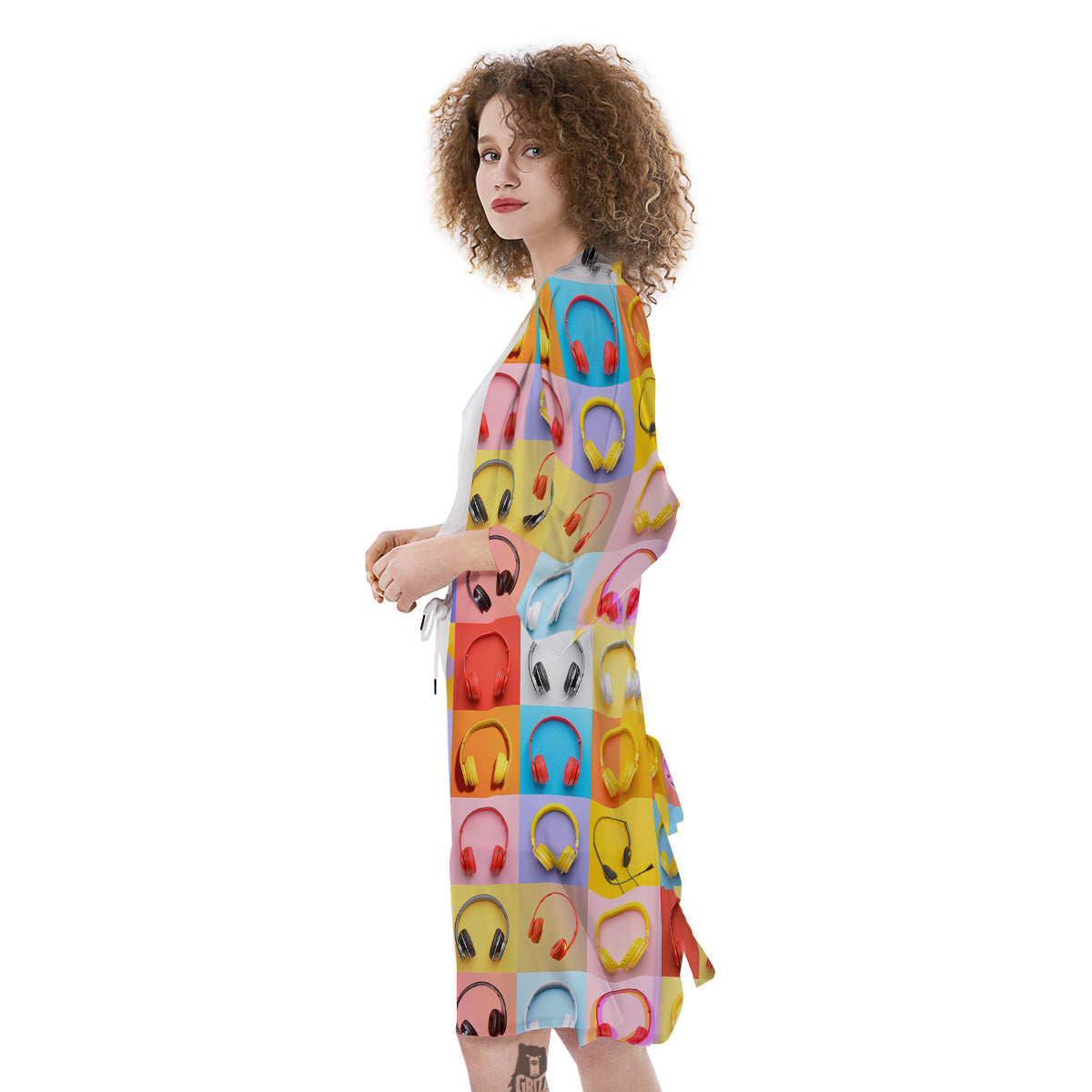 Headphones Pastel Print Pattern Kimono-grizzshop