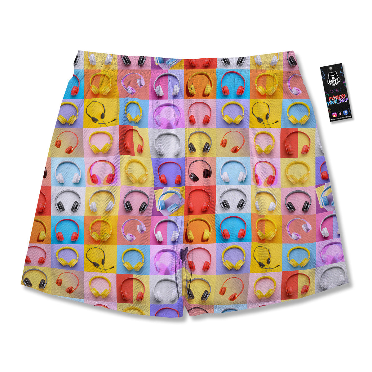 Headphones Pastel Print Pattern Men's Running Shorts-grizzshop