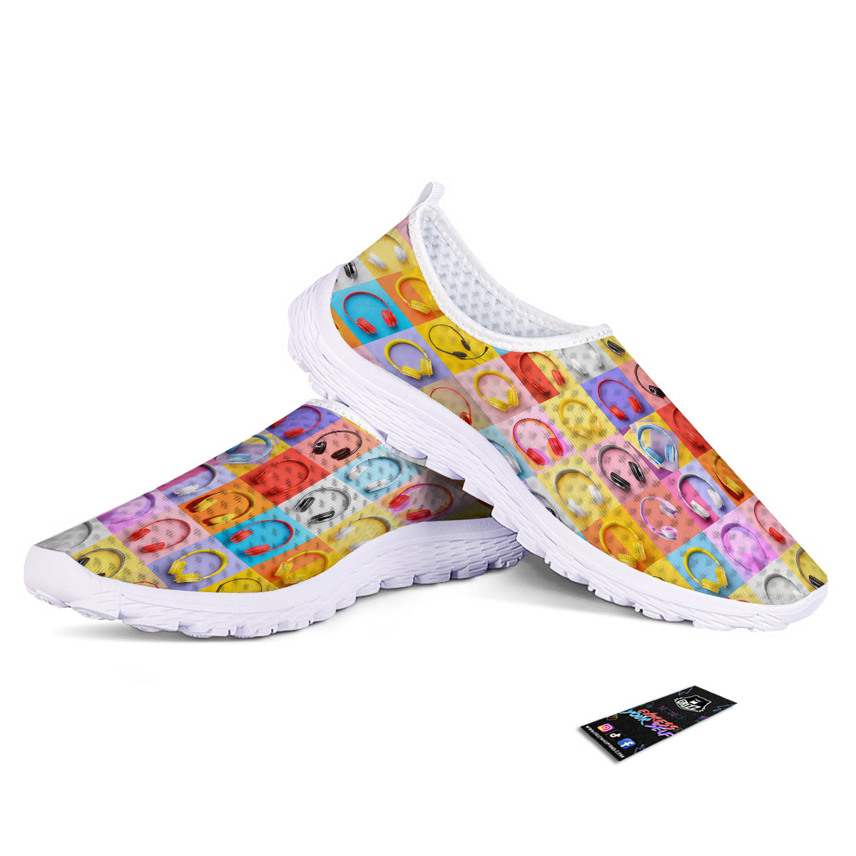 Headphones Pastel Print Pattern Nurse Shoes-grizzshop