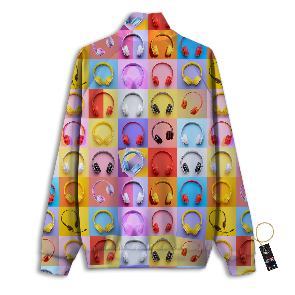 Headphones Pastel Print Pattern Track Jacket-grizzshop