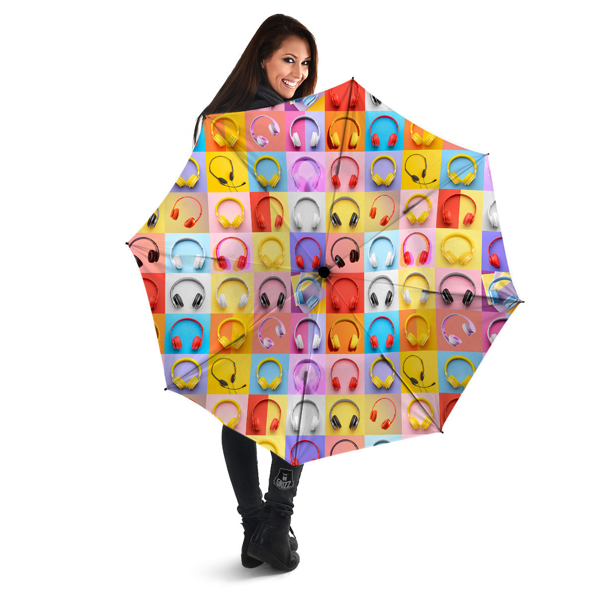Headphones Pastel Print Pattern Umbrella-grizzshop