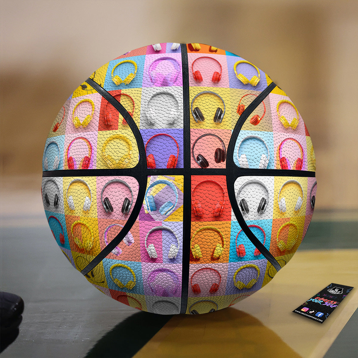 Headphones Pastel Print Pattern Basketball