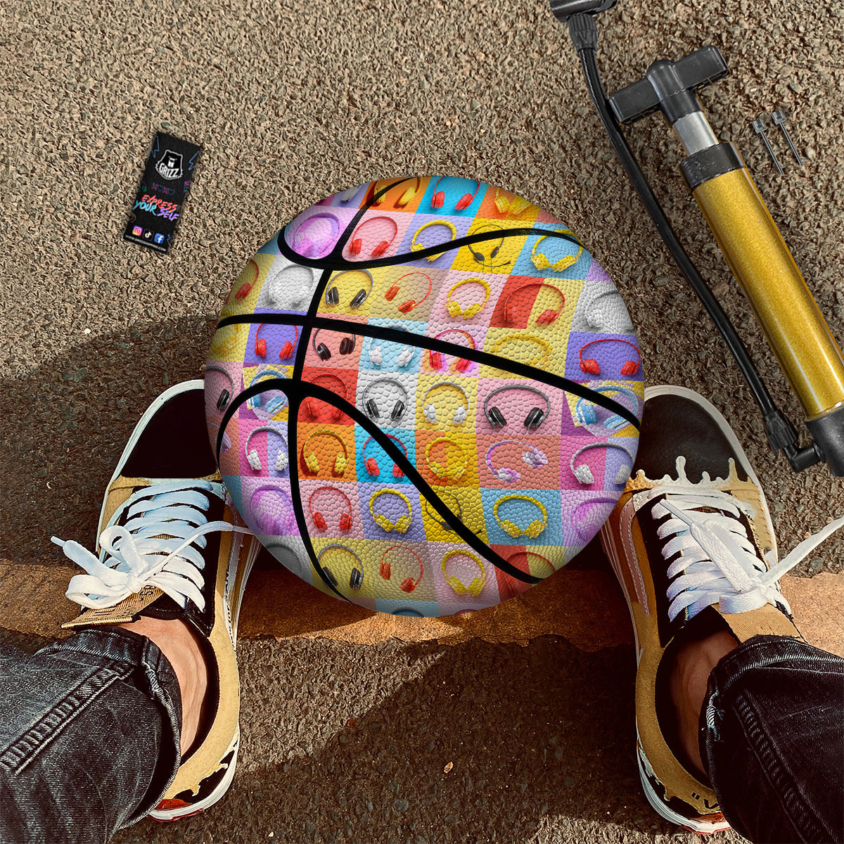 Headphones Pastel Print Pattern Basketball