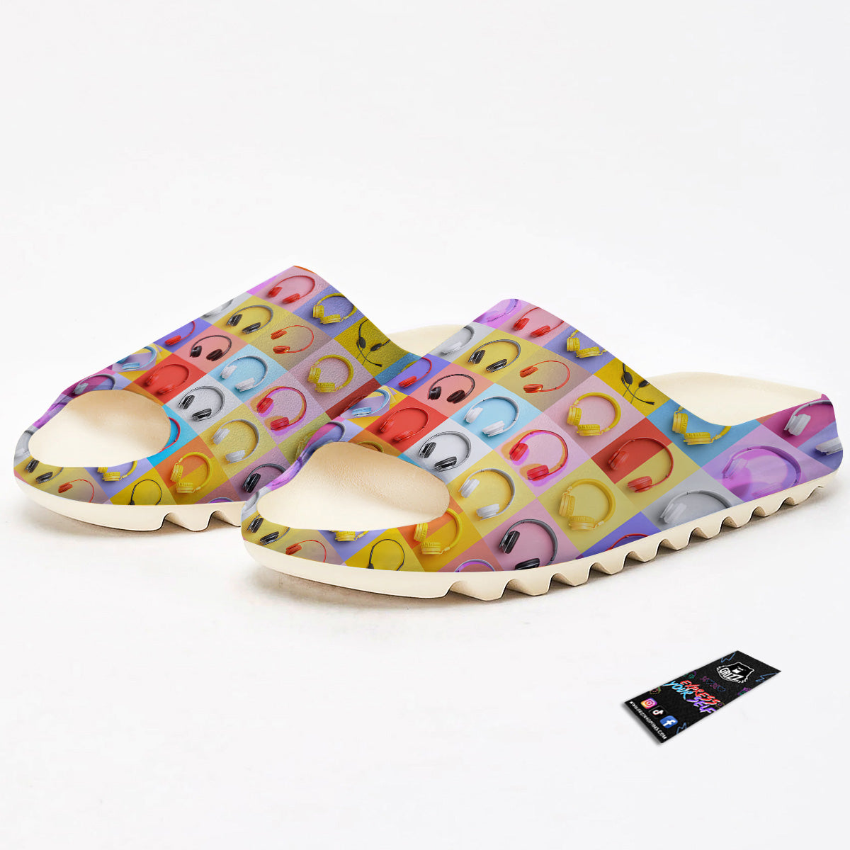Headphones Pastel Print Pattern Sandals-grizzshop