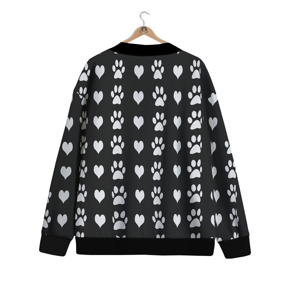 Heart And Black Paw Print Pattern Cardigan-grizzshop