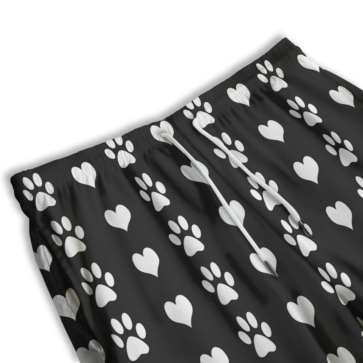 Heart And Black Paw Print Pattern Men's Athletic Shorts