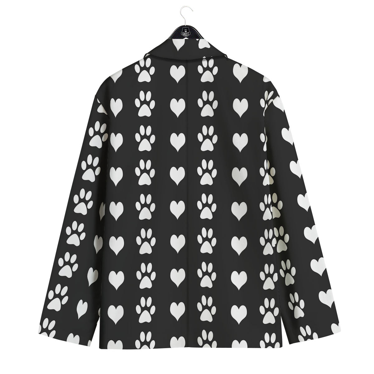 Heart And Black Paw Print Pattern Men's Sport Coat-grizzshop