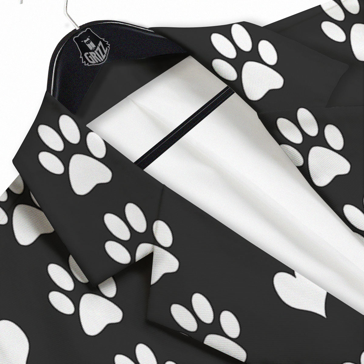 Heart And Black Paw Print Pattern Men's Sport Coat-grizzshop