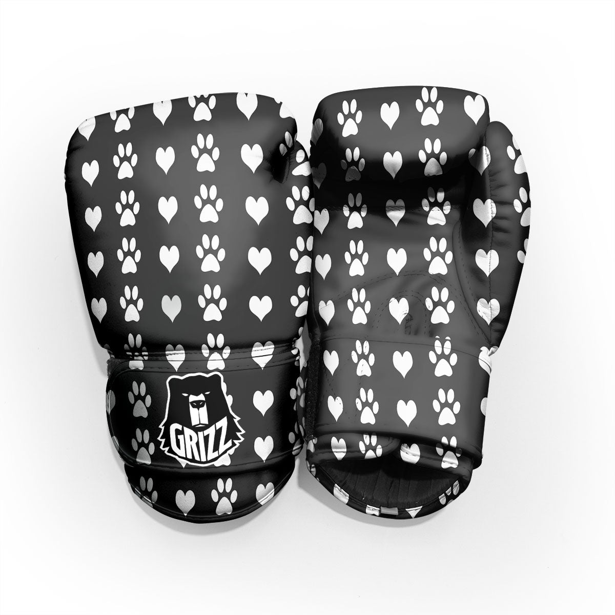 Heart And Black Paw Print Pattern Pro Boxing Glove