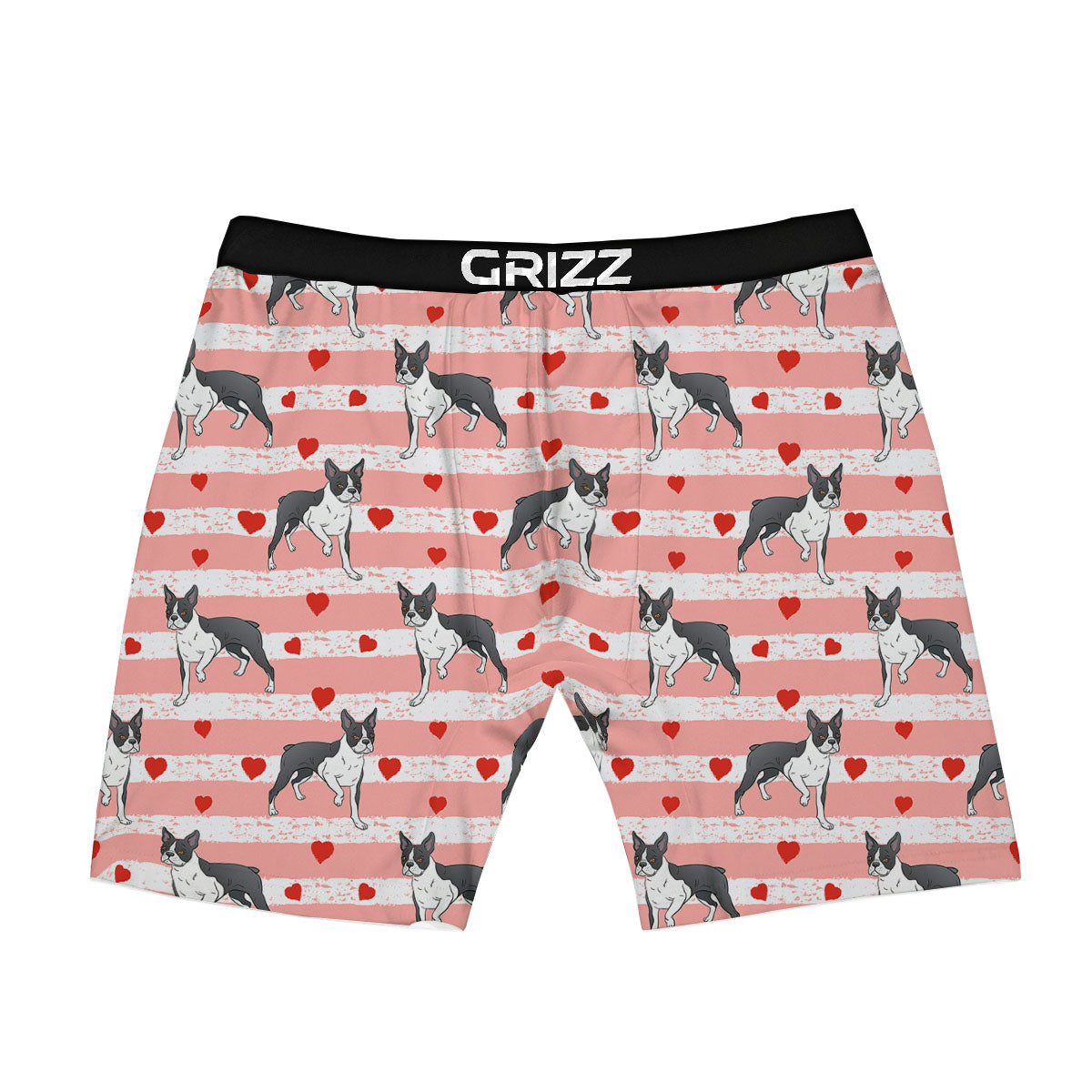 Heart And Boston Terrier Print Pattern Boxer Briefs-grizzshop
