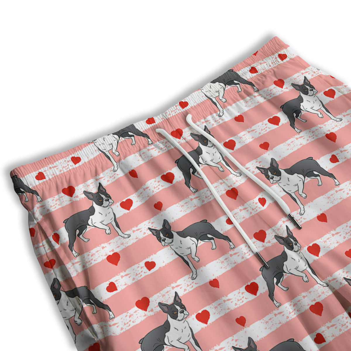 Heart And Boston Terrier Print Pattern Men's Athletic Shorts