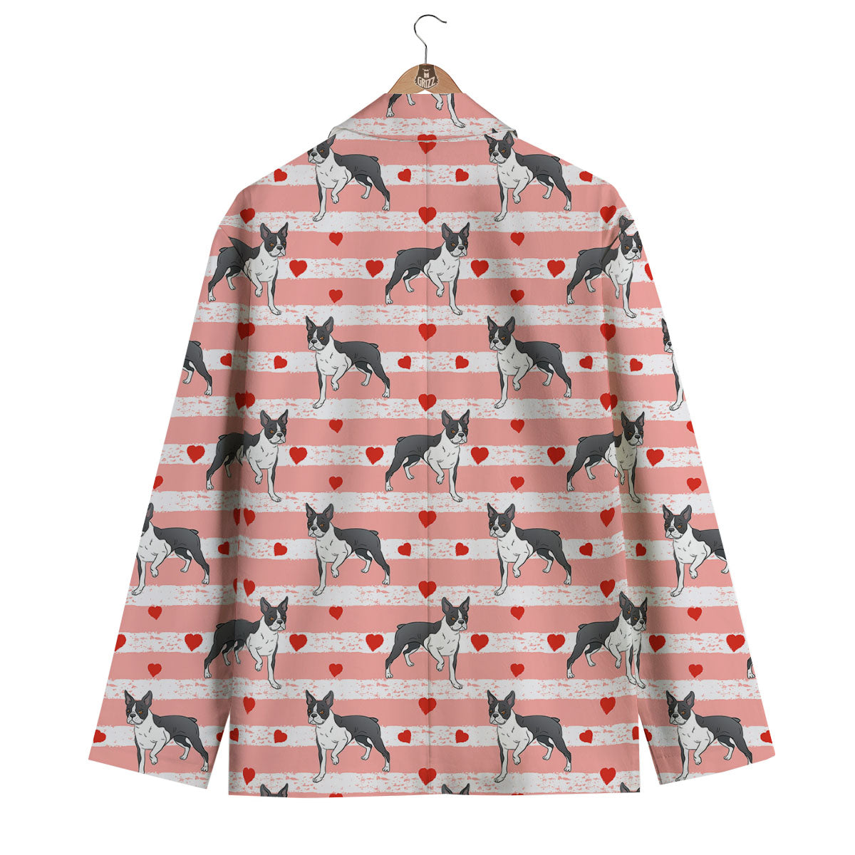 Heart And Boston Terrier Print Pattern Men's Blazer-grizzshop