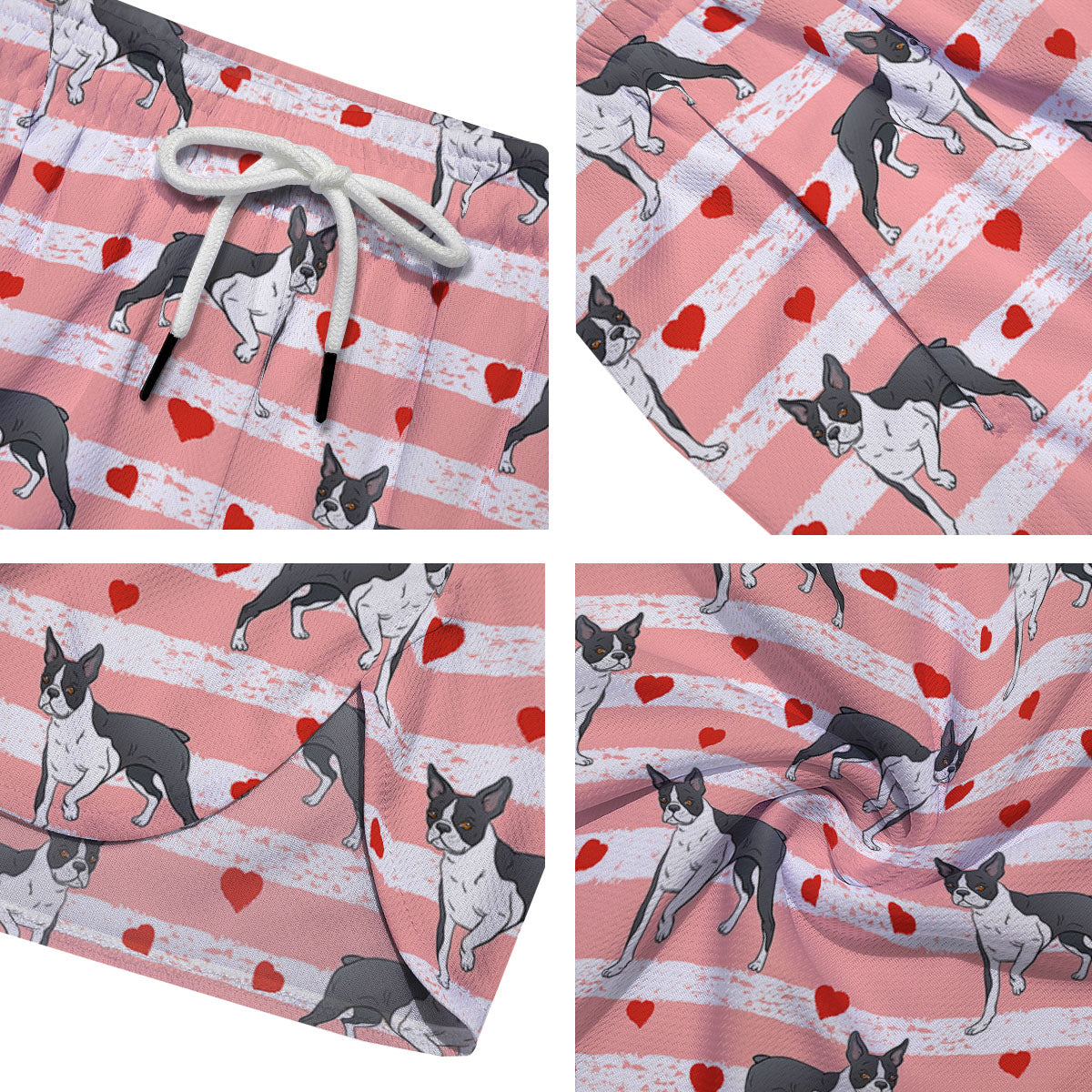 Heart And Boston Terrier Print Pattern Men's Running Shorts-grizzshop