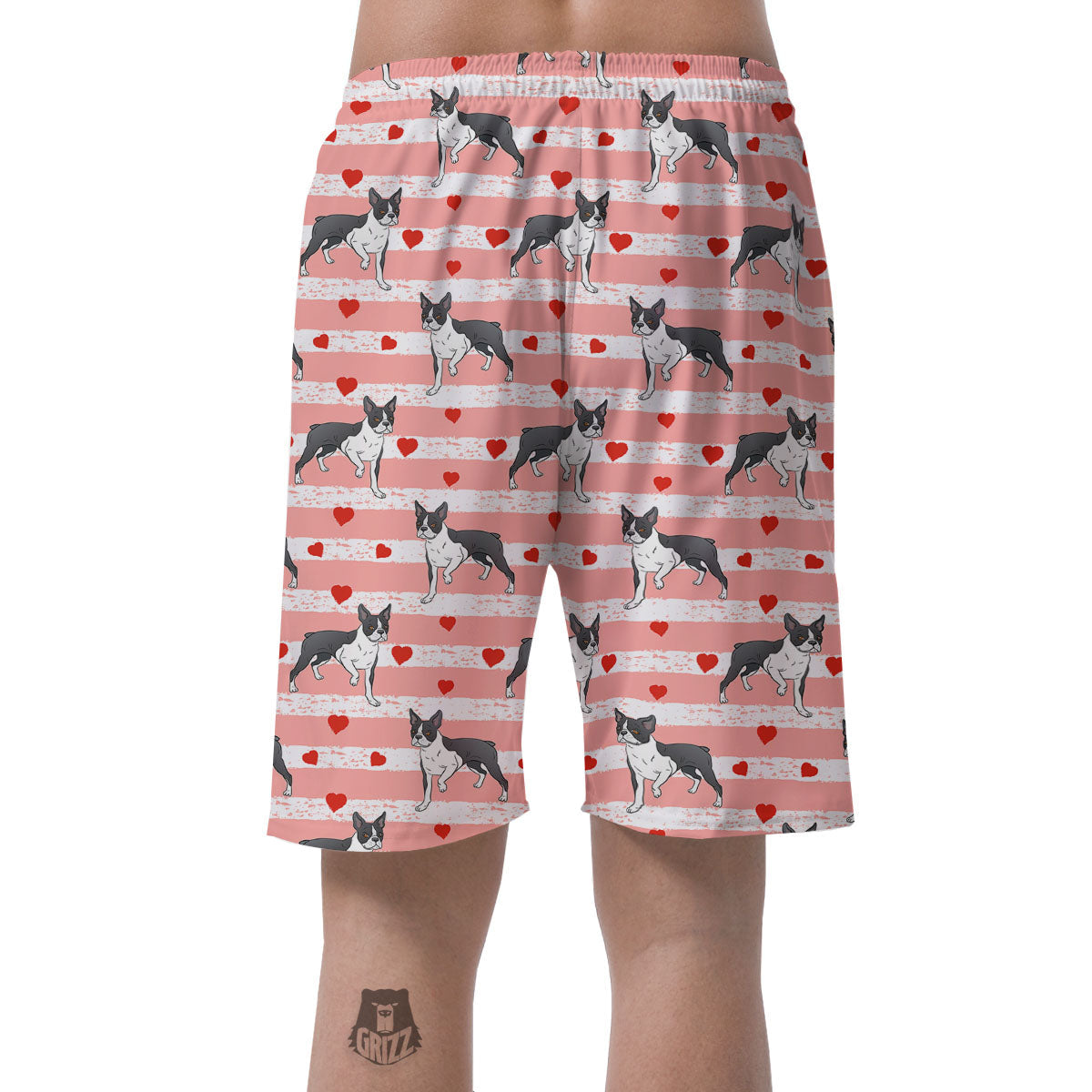 Heart And Boston Terrier Print Pattern Men's Shorts-grizzshop