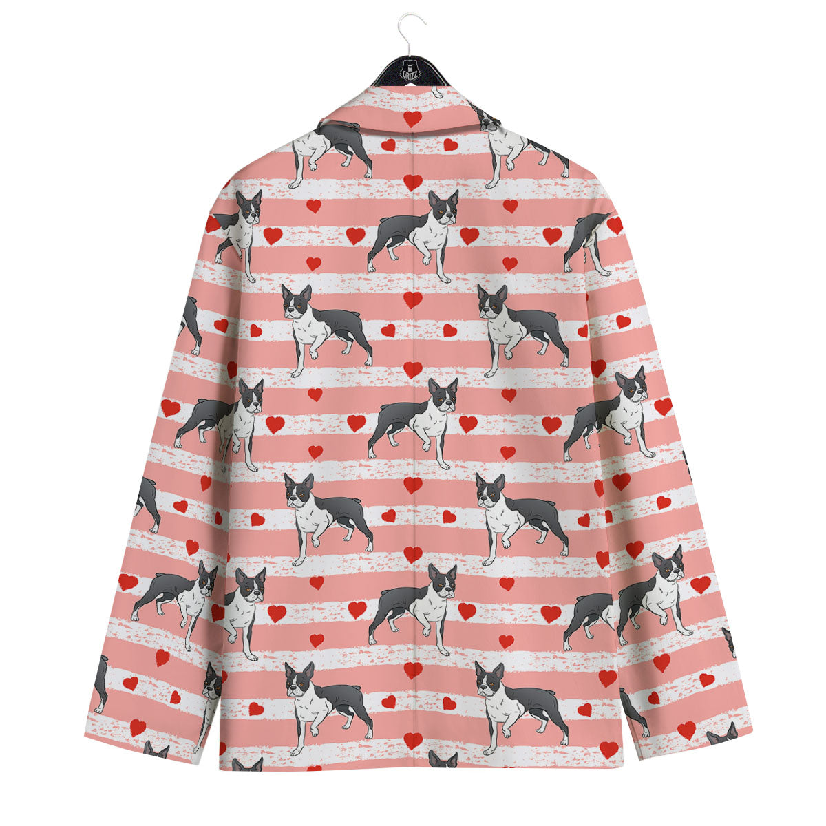 Heart And Boston Terrier Print Pattern Men's Sport Coat-grizzshop