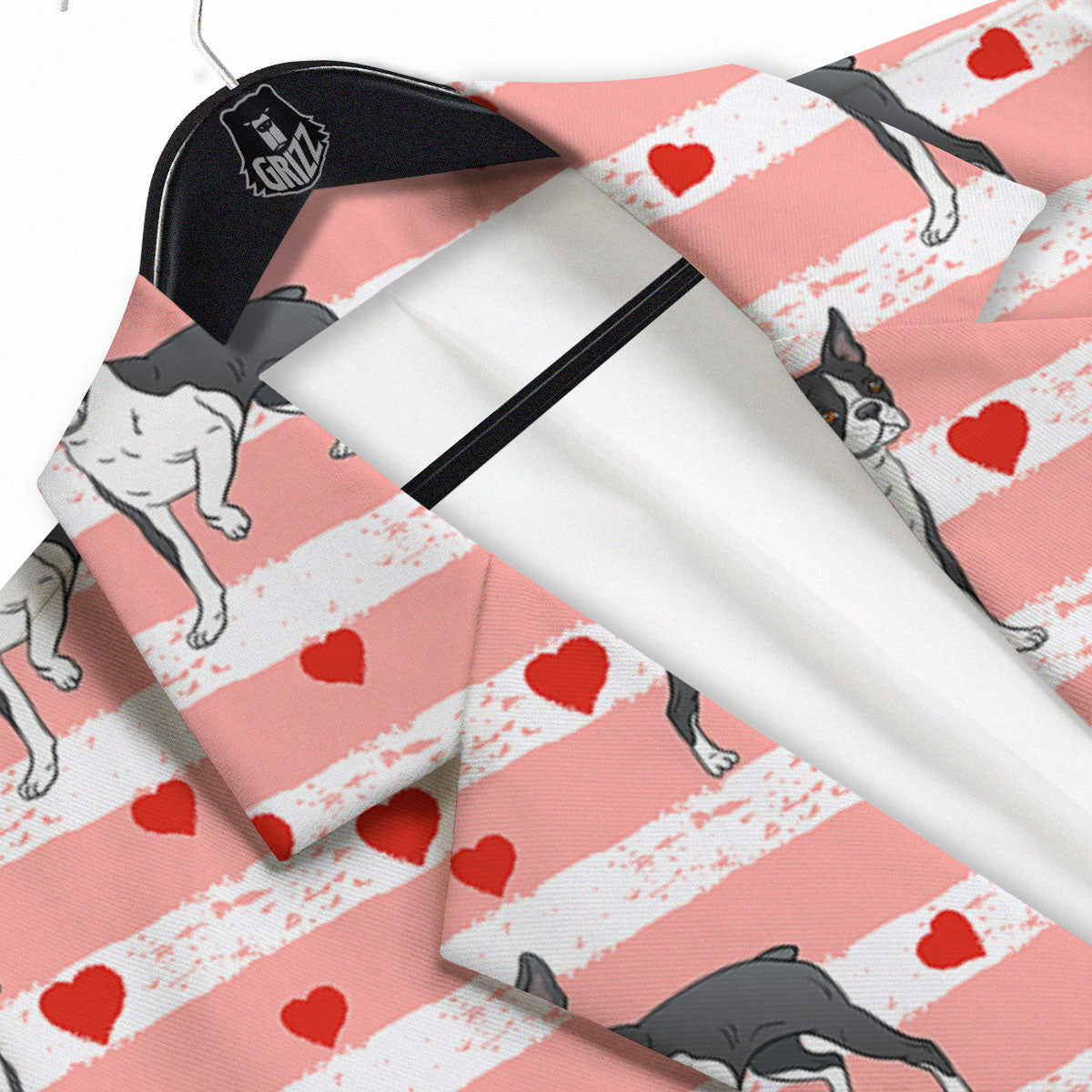 Heart And Boston Terrier Print Pattern Men's Sport Coat-grizzshop