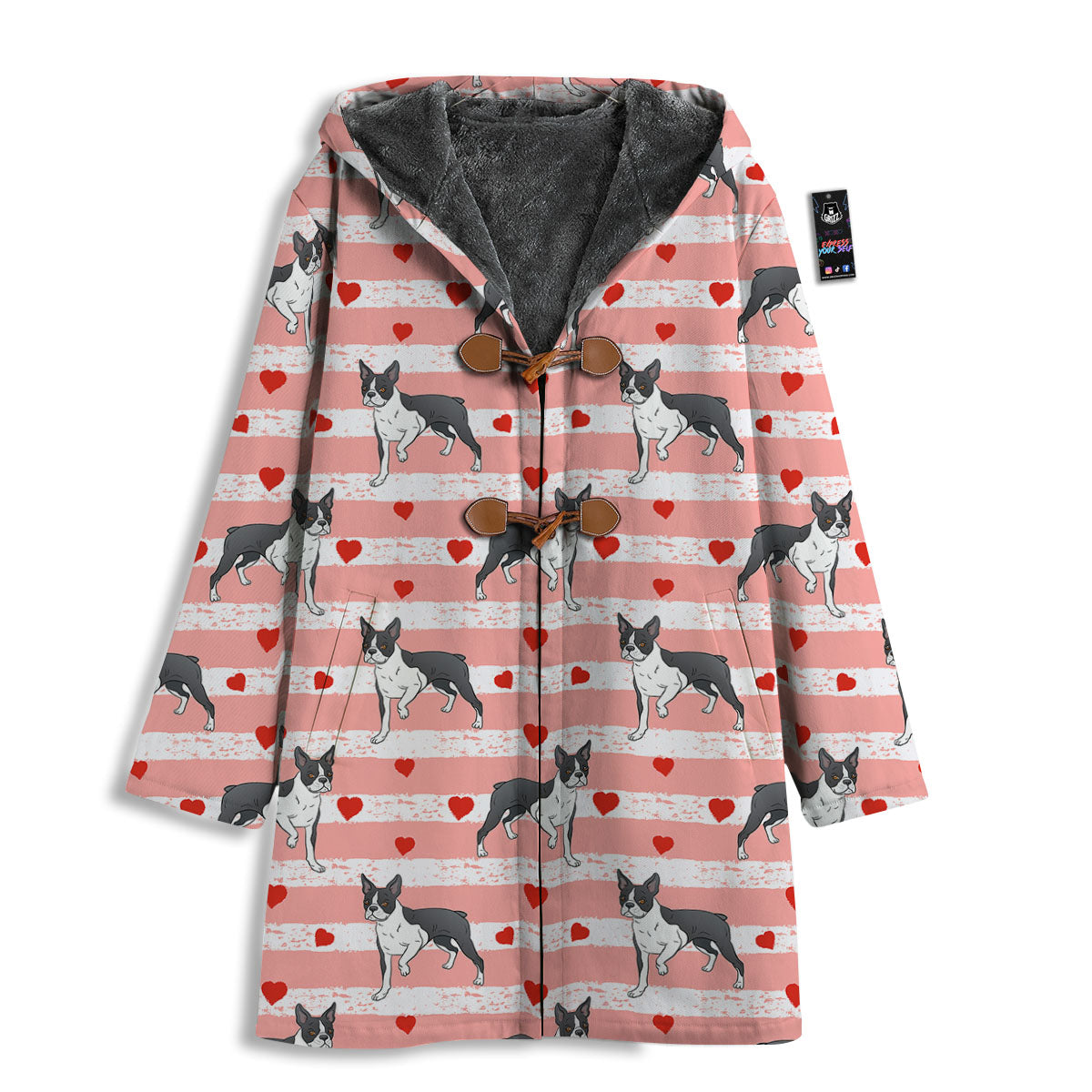 Heart And Boston Terrier Print Pattern Men's Windbreaker Jacket-grizzshop