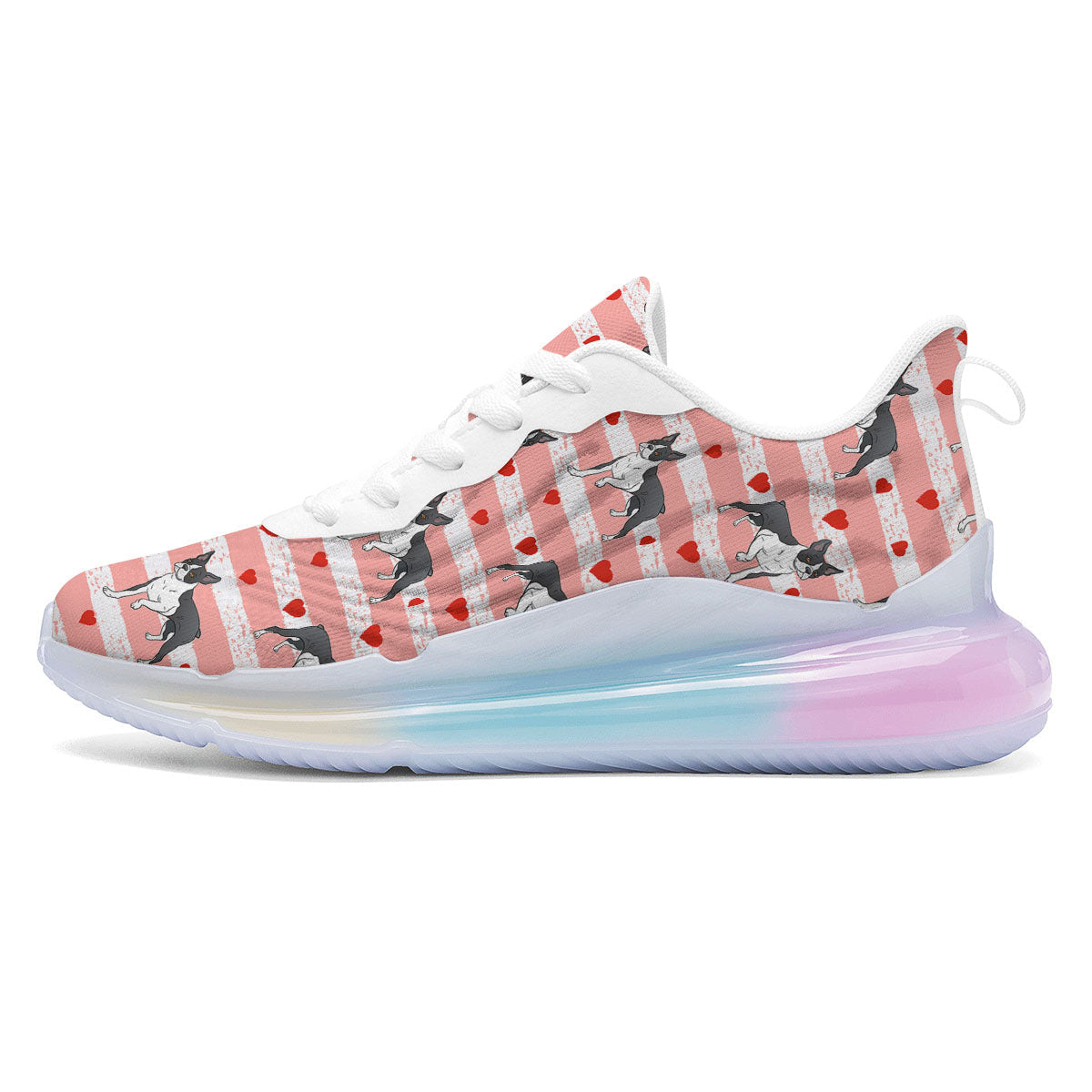 Heart And Boston Terrier Print Pattern Running Sneakers-grizzshop