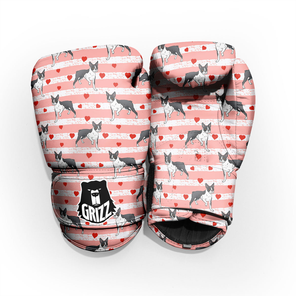 Heart And Boston Terrier Print Pattern Pro Boxing Glove
