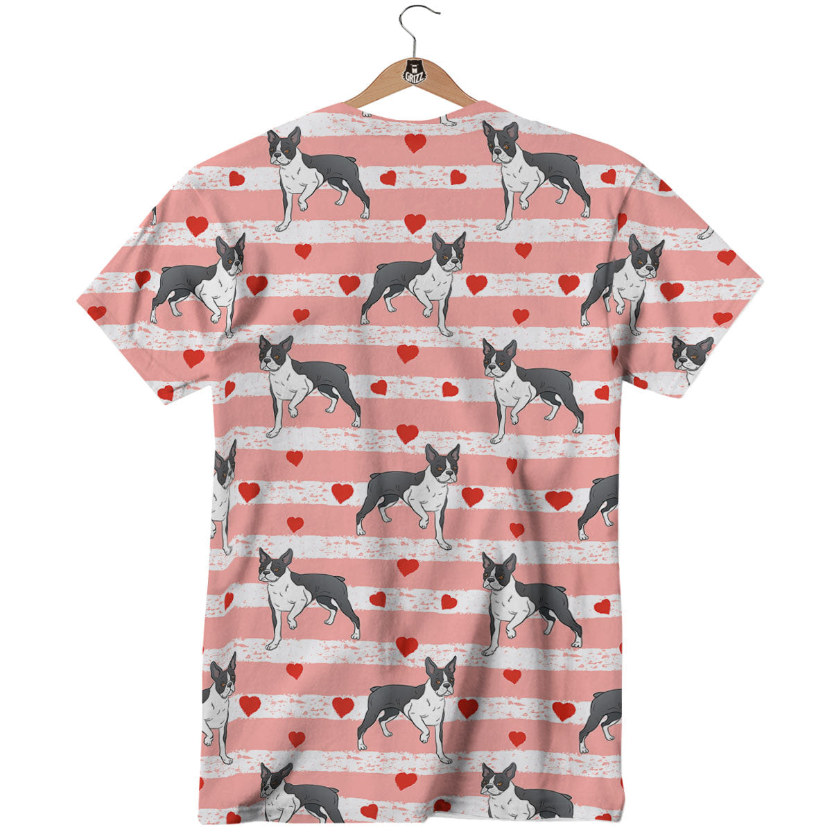 Heart And Boston Terrier Print Pattern T-Shirt-grizzshop
