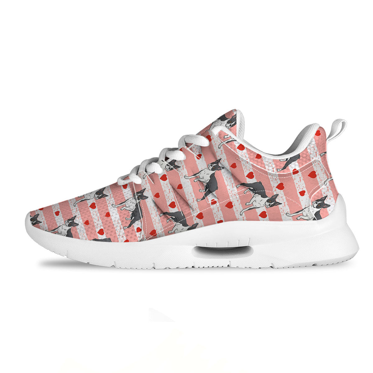Heart And Boston Terrier Print Pattern Tennis Shoes-grizzshop