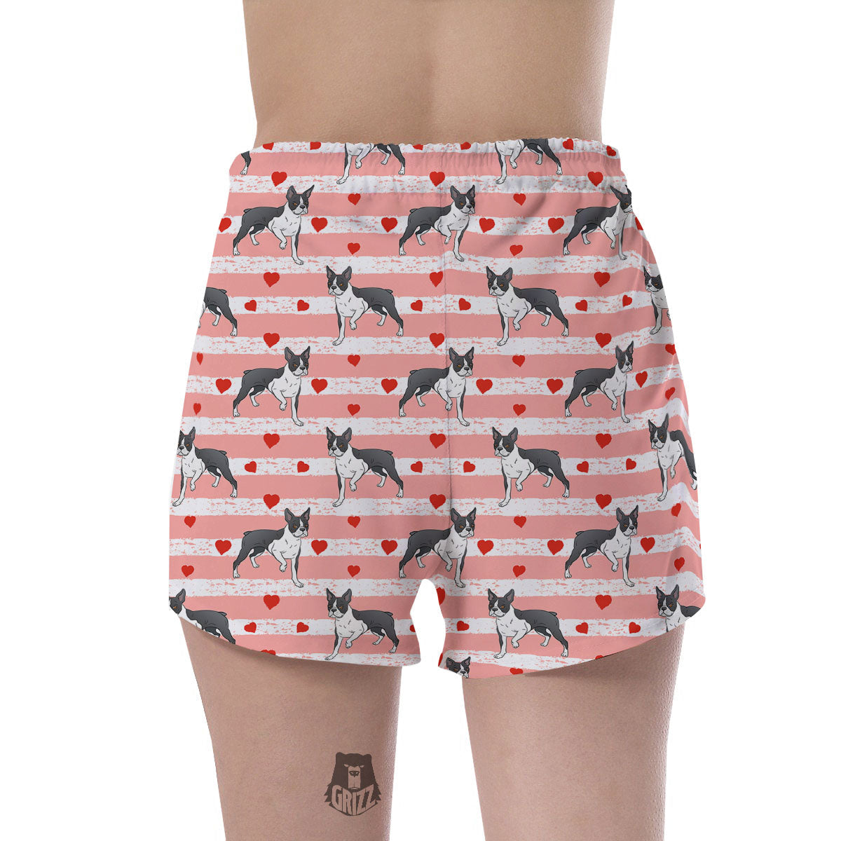 Heart And Boston Terrier Print Pattern Women's Shorts-grizzshop